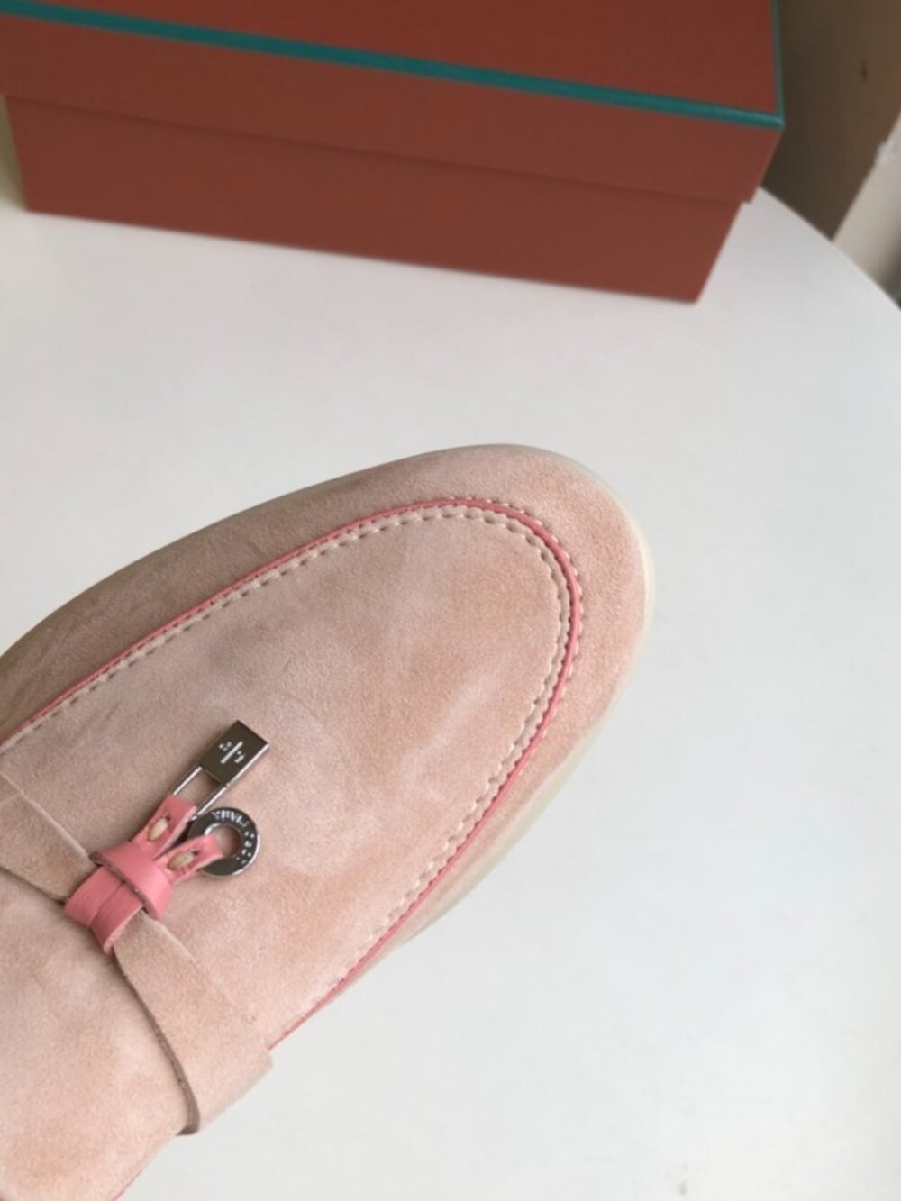 Loro Piana Sand Pink Stitched Loafers - Picture 6 of 8